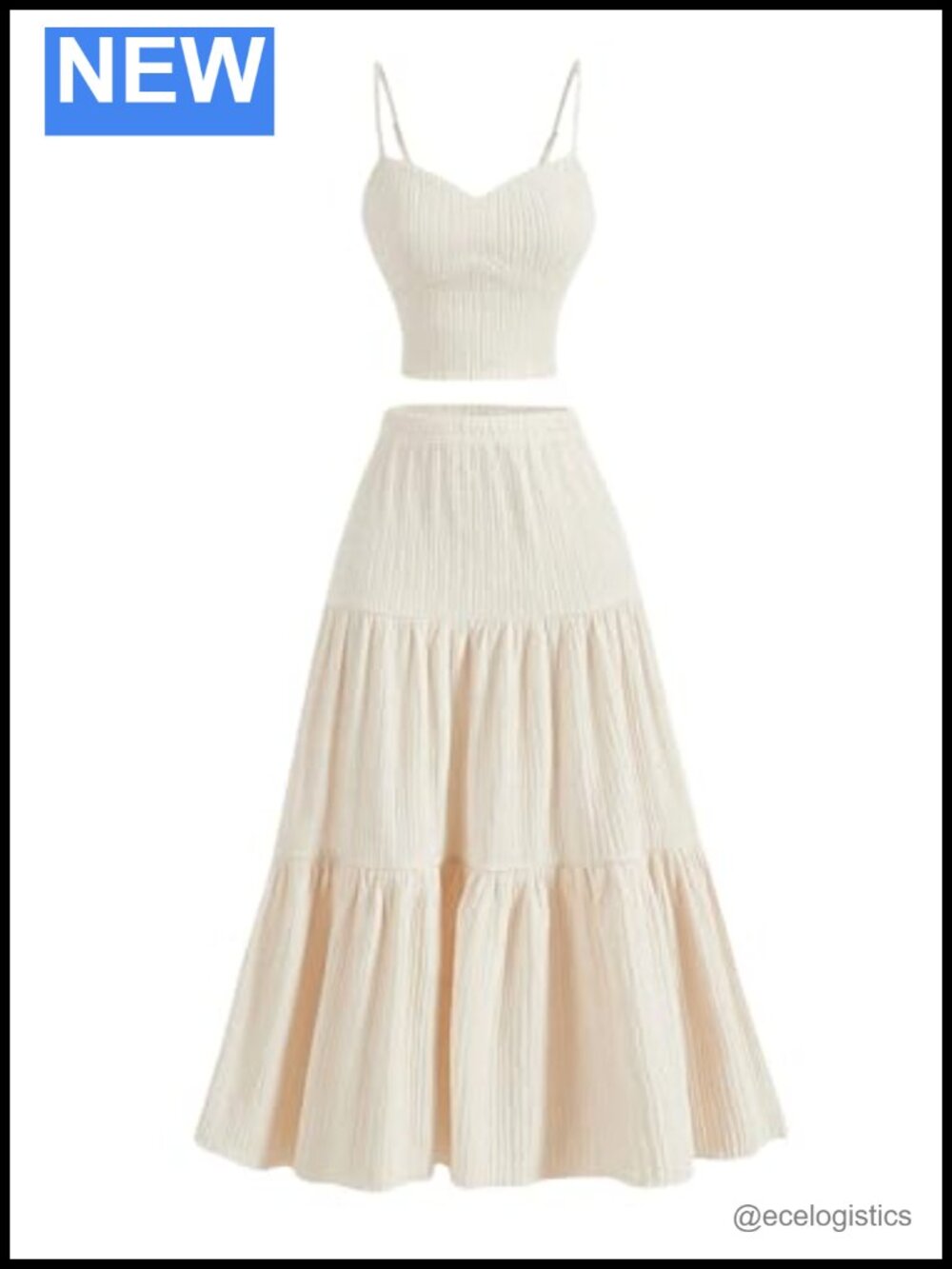 Women's 2 Piece Cami Crop Top Ruffle Hem Maxi Skirt Set Flowy Going Out